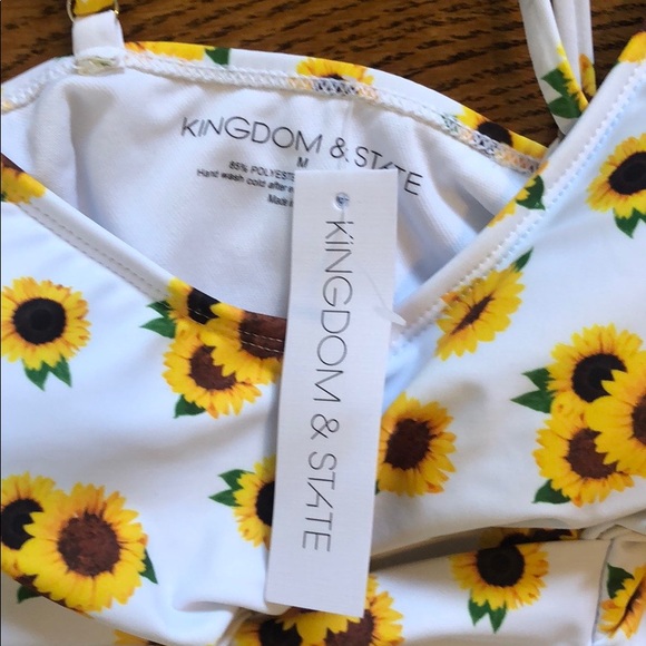 White & Yellow Floral Bow Tie One Piece Swimsuit - Picture 6 of 6